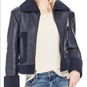 Guess faux Blue leather jacket